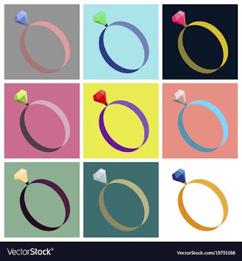Assembly flat icons engagement ring vector image