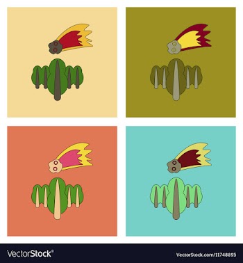 Assembly flat icons falling meteorite vector image