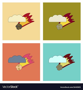 Assembly flat icons falling meteorite vector image