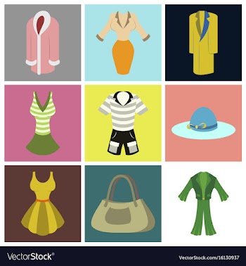 Assembly flat icons fashion clothes vector image