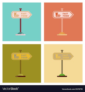 Assembly flat icons fast food sign vector image