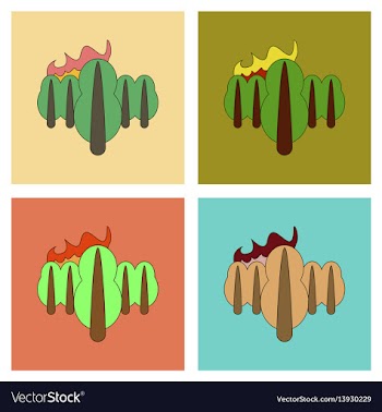 Assembly flat icons fire in the forest vector image