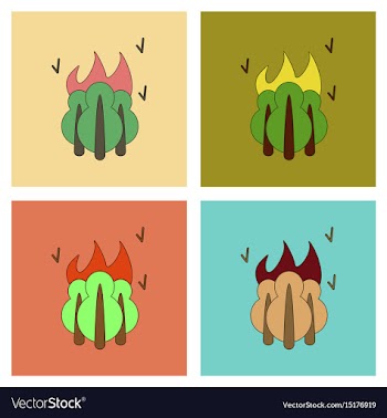 Assembly flat icons fire in the forest vector image