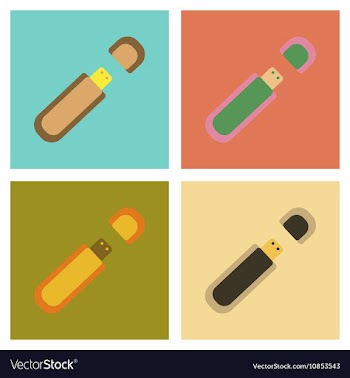 Assembly flat icons flash drive vector image
