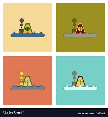 Assembly flat icons flood house vector image