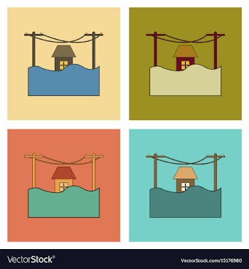 Assembly flat icons flood house vector image