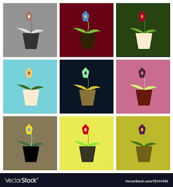 Assembly flat icons flower in a pot vector image