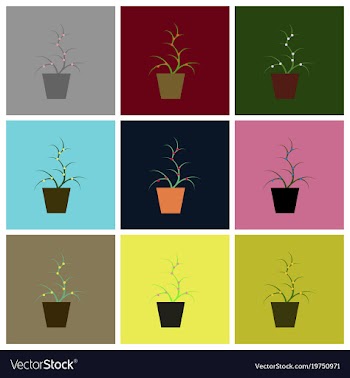Assembly flat icons flower in pot aloe vector image