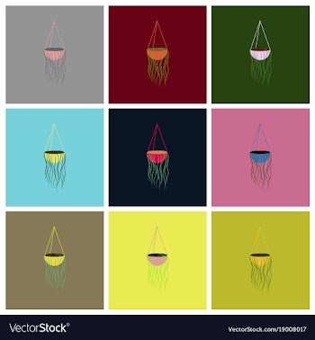Assembly flat icons flower pot vector image