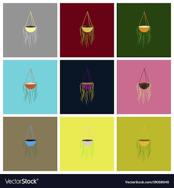 Assembly flat icons flower pot vector image