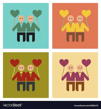 Assembly flat icons gay lovers vector image