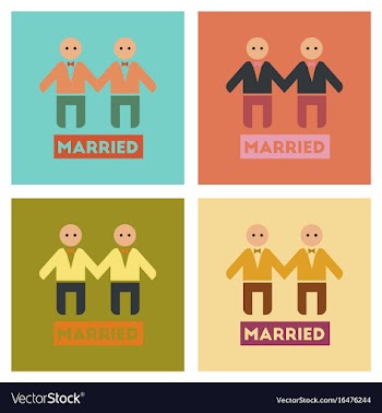 Assembly flat icons gay newlyweds vector image