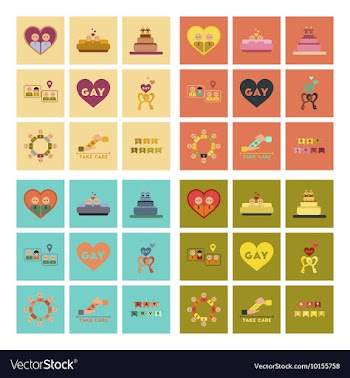 Assembly flat icons gay relationships vector image