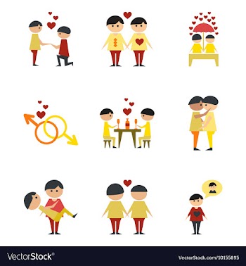 Assembly flat icons gay relationships vector image