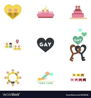 Assembly flat icons gay relationships vector image
