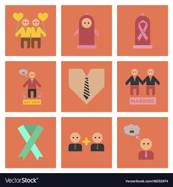Assembly flat icons gay relationships vector image
