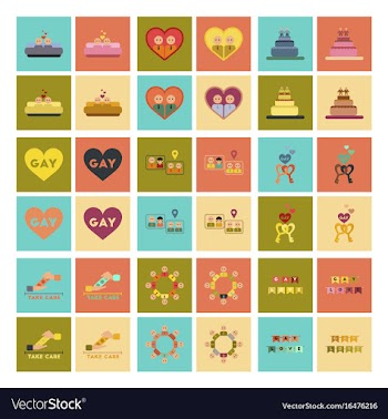 Assembly flat icons gay relationships vector image