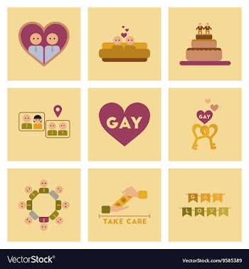 Assembly flat icons gay relationships vector image