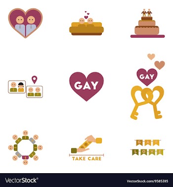 Assembly flat icons gay relationships vector image