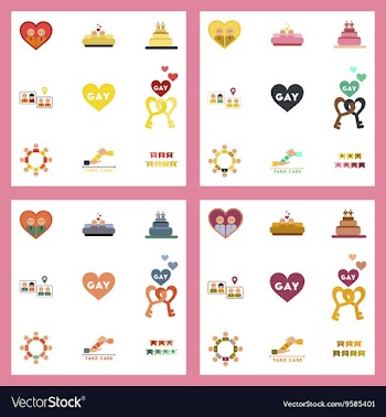 Assembly flat icons gay relationships vector image