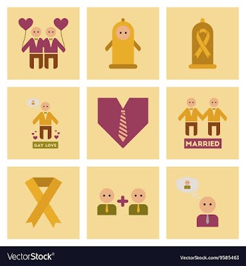 Assembly flat icons gay relationships vector image
