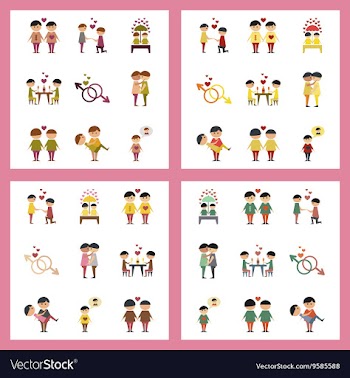 Assembly flat icons gay relationships vector image