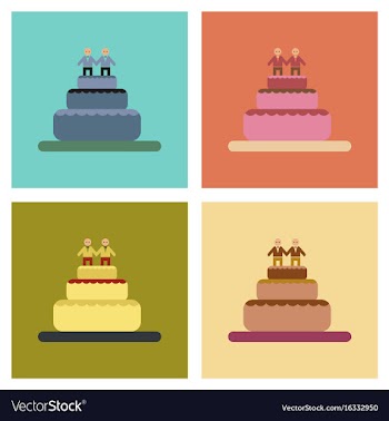 Assembly flat icons gay wedding cake vector image