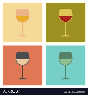 Assembly flat icons glass of wine vector image