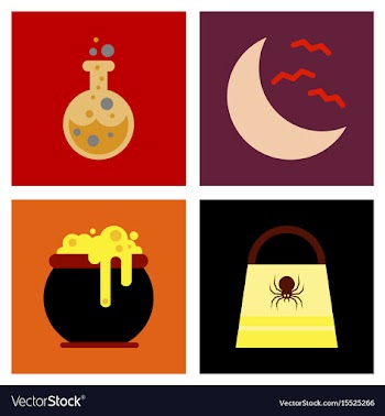 Assembly flat icons halloween bag potion bottle vector image