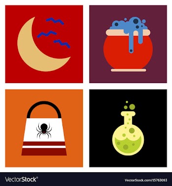 Assembly flat icons halloween bag potion bottle vector image