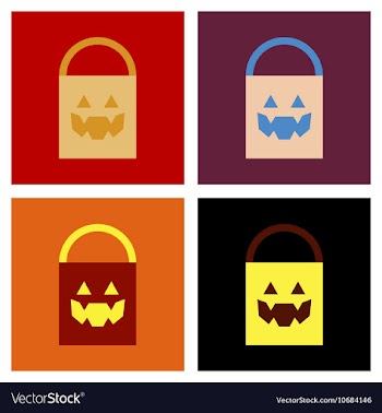 Assembly flat icons halloween bag vector image