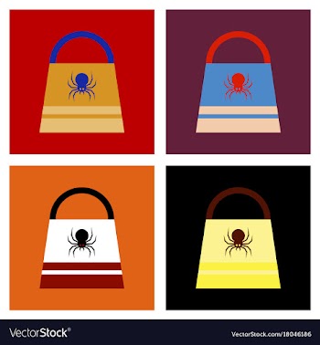 Assembly flat icons halloween bag vector image