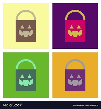 Assembly flat icons halloween bag vector image