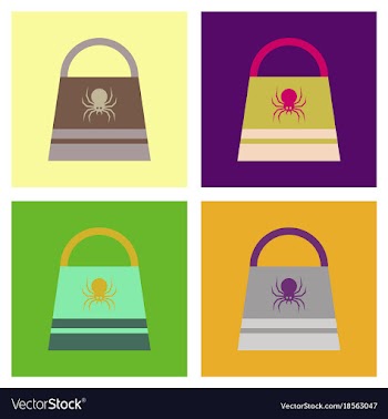 Assembly flat icons halloween bag vector image