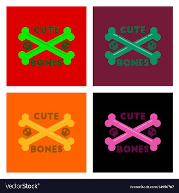 Assembly flat icons halloween bones vector image