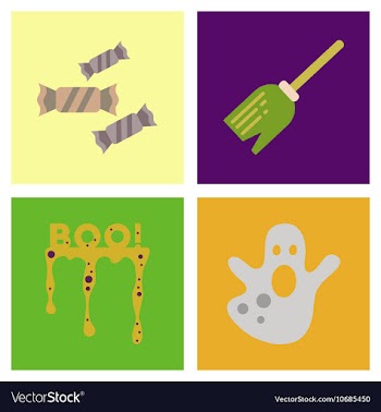 Assembly flat icons halloween boo ghost candies vector image