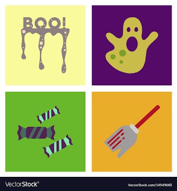 Assembly flat icons halloween boo ghost candies vector image
