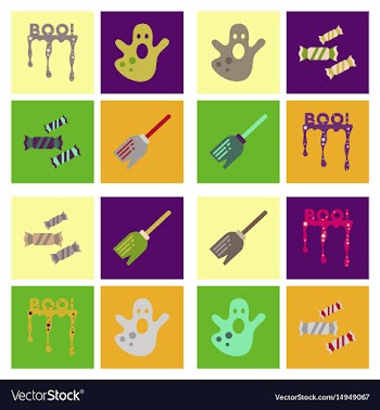 Assembly flat icons halloween boo ghost candies vector image