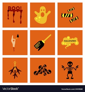 Assembly flat icons halloween boo ghost candies vector image