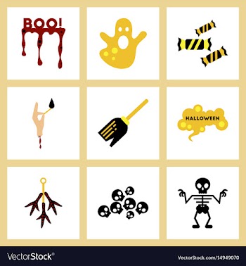 Assembly flat icons halloween boo ghost candies vector image