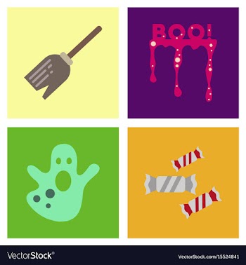 Assembly flat icons halloween boo ghost candies vector image