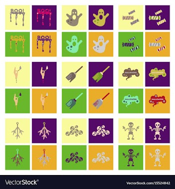 Assembly flat icons halloween boo ghost candies vector image