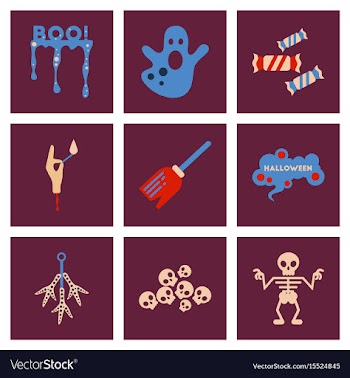 Assembly flat icons halloween boo ghost candies vector image
