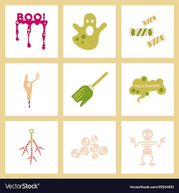 Assembly flat icons halloween boo ghost candies vector image