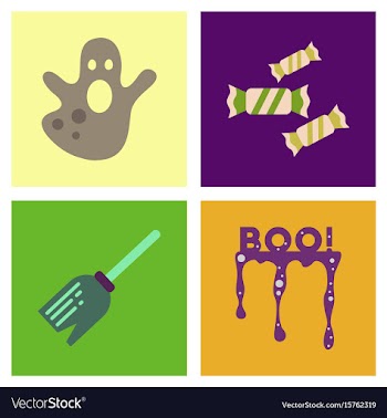 Assembly flat icons halloween boo ghost candies vector image