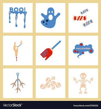Assembly flat icons halloween boo ghost candies vector image