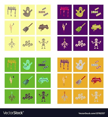 Assembly flat icons halloween boo ghost candies vector image