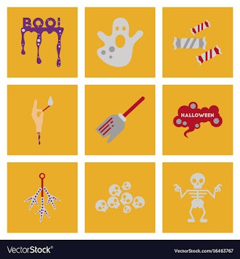 Assembly flat icons halloween boo ghost candies vector image
