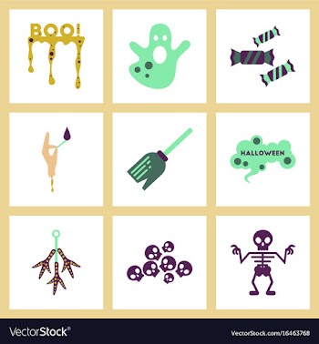 Assembly flat icons halloween boo ghost candies vector image