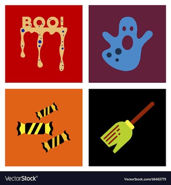Assembly flat icons halloween boo ghost candies vector image
